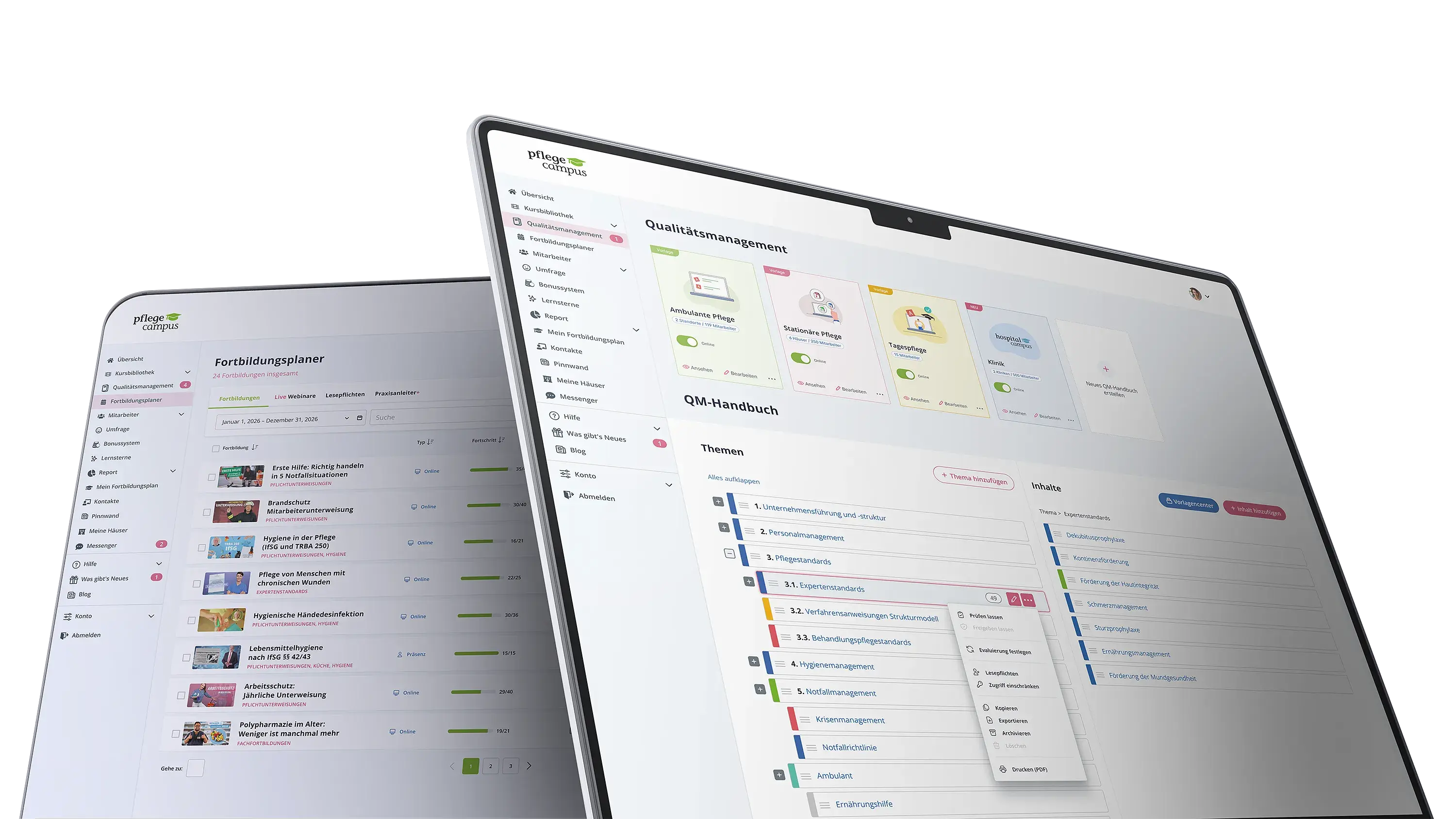 Pflegecampus Fortbildungsplaner und Qualitätsmanagement Dashboard